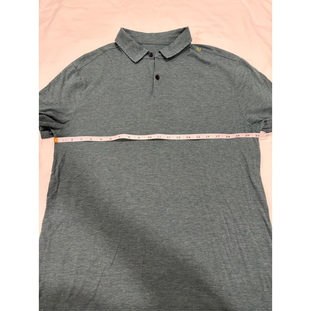 Lululemon Men's Polo Short Sleeve Shirt Collared Green Heather Teal Size Medium - Picture 3 of 5